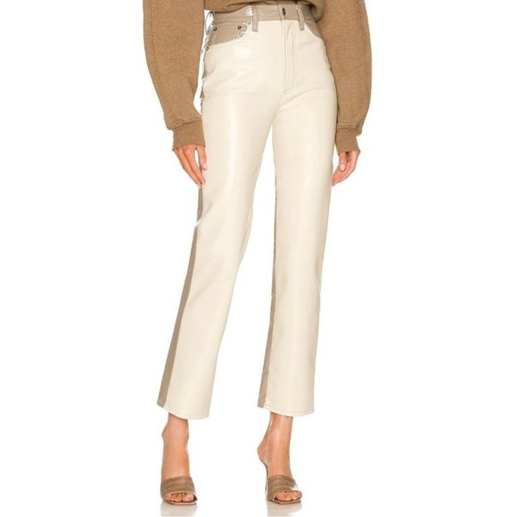 Agolde Paneled 90's Pinch Waist Powder Quail Patent Leather Pants SIZE 27